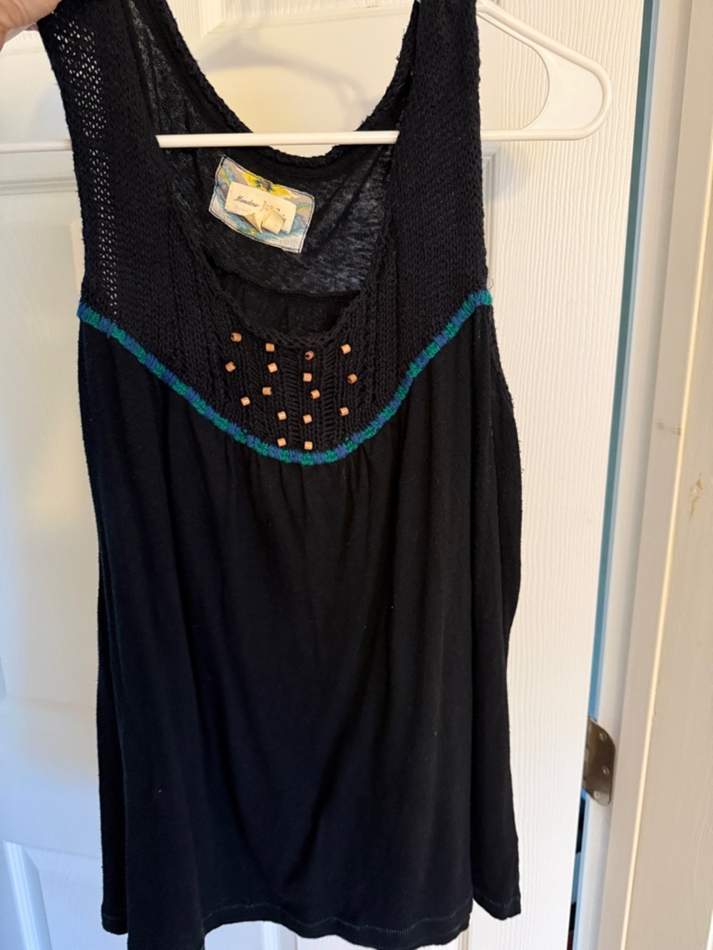 Meadow Rue (Anthropologie) Black Top with Detail Around Neck